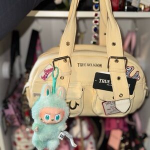 True Religion Cream Denim Multi Patch HandBag